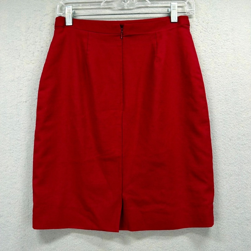 Brooks Brothers Pencil Skirt Women 2 Red Lined Wool Blend Office Career Back Zip - Picture 2 of 6